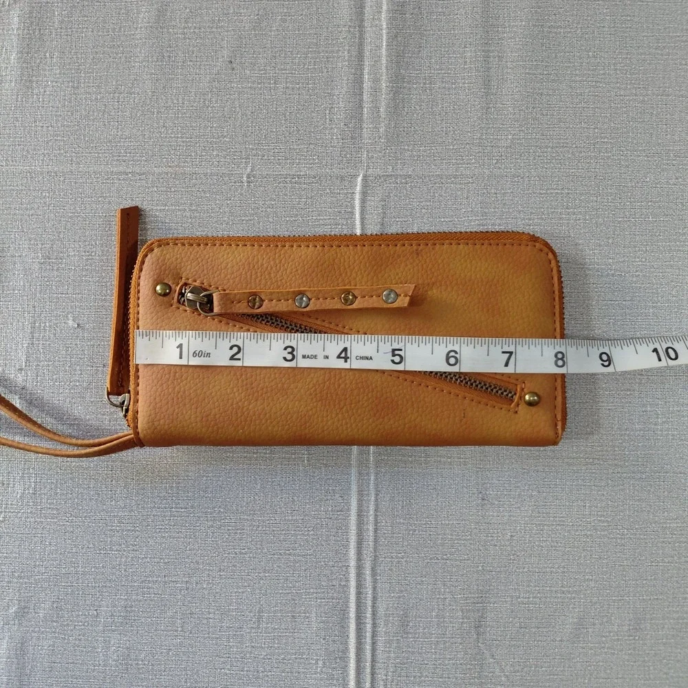 Free People Vegan Leather Zip Around Wallet Women's Brown Wristlet